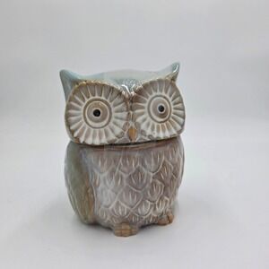 New Ceramic Owl‎ Cookie Jar Blue Gray Kitchen Decor Accent